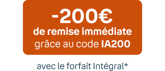 -200€ de remise immédiate grâce au code IA200 avec le forfait Intégral*