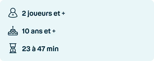 2 joueurs et + | 10 ans et + | 23 à 47 min