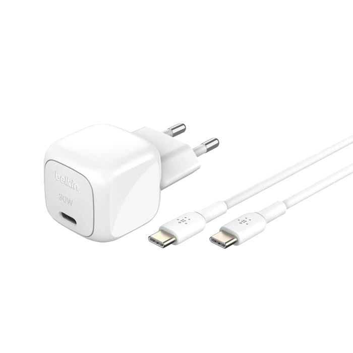 Photo du produit Belkin BoostCharge Chargeur usb-c compact 30 W avec câble USB-C vers USB-C - vue 1