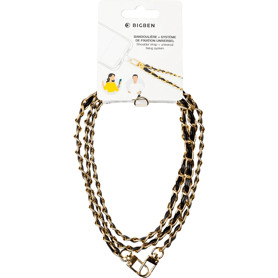 Photo du produit Bigben Bandoulière téléphone universelle chaîne gold et noire - vue 1