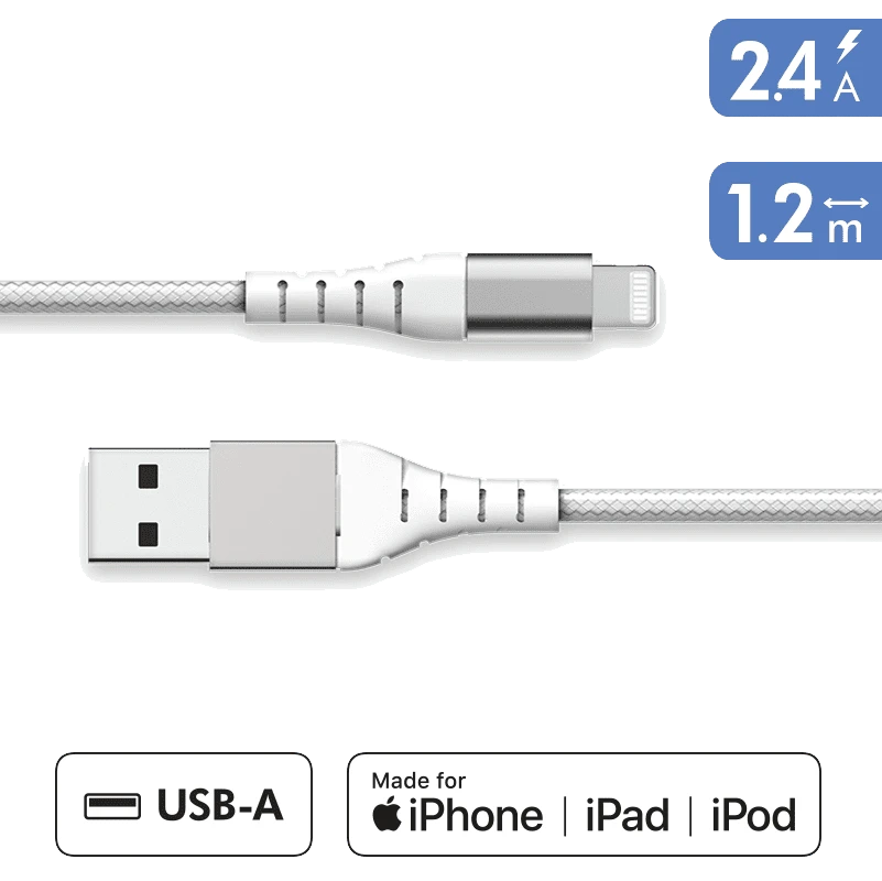 Photo du produit Force Power Lite Câble renforcé USB-A/Lightning garanti à vie - vue 1