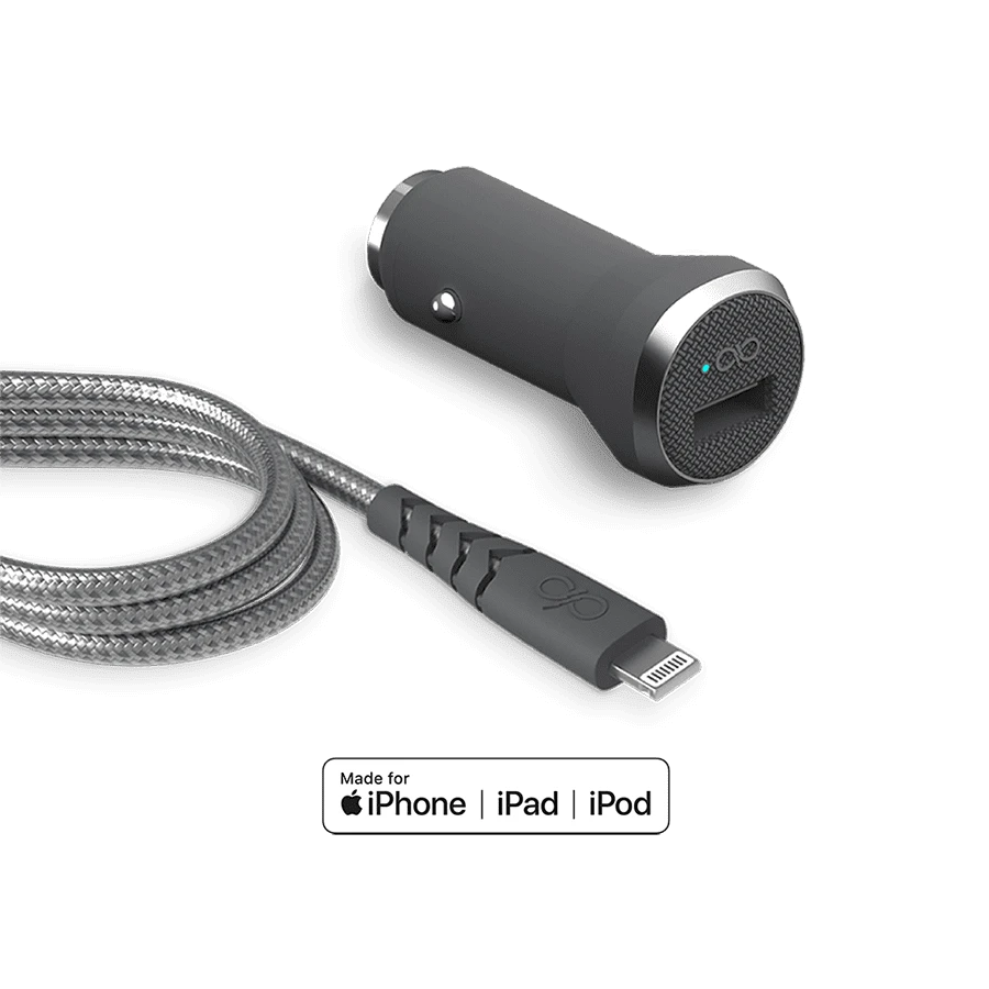 Photo du produit Force Power Chargeur voiture et câble renforcé USB A/Lightning - vue 1
