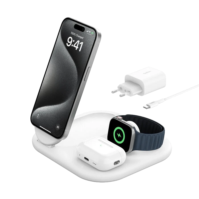 BoostCharge Socle de recharge 3-en-1 aimantée et pliable avec Qi2 (15 W)