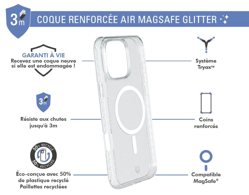 COQUE ANTI-CHOCS MAGSAFE AVEC ANGLES RENFORCES - IPHONE 16 PRO MAX - 6,7&quot