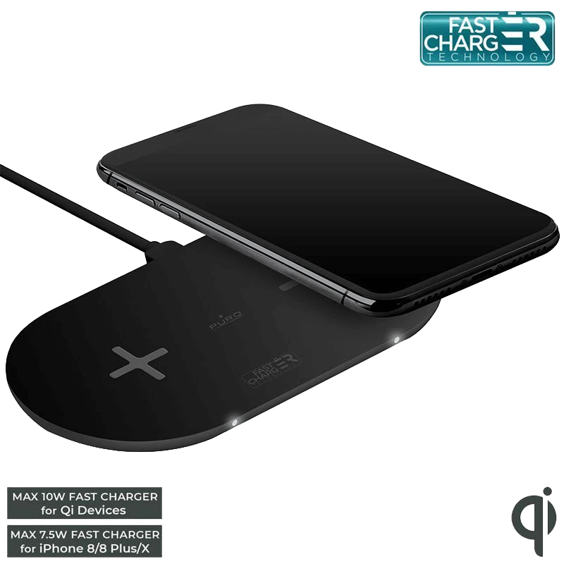 Photo du produit Puro Double base de recharge rapide sans fil Qi pour iPhone & Android - vue 1