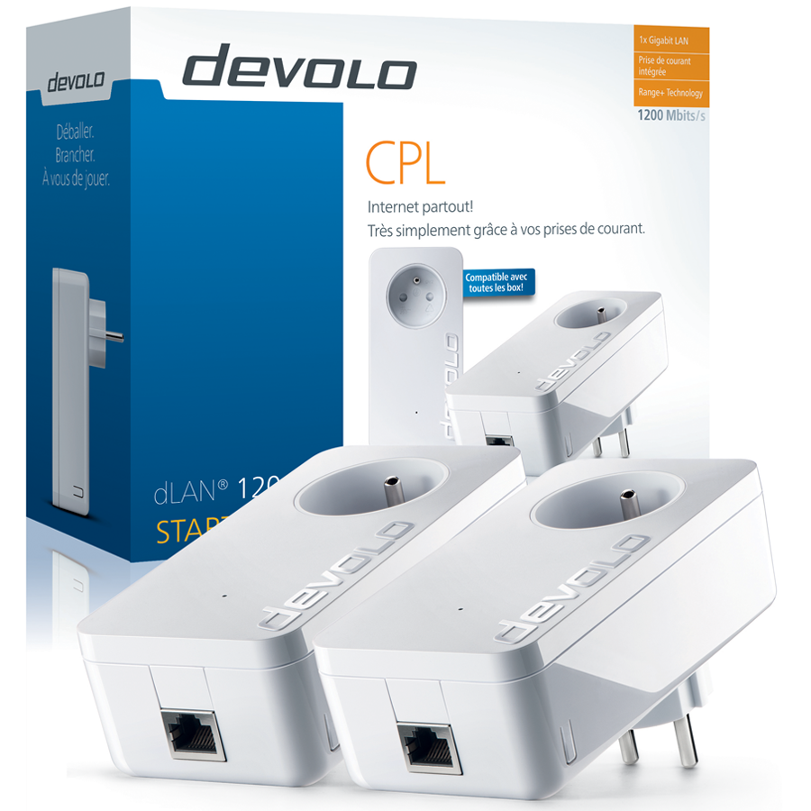 Devolo Lot de deux adaptateurs CPL dLAN 1200 + avec prises intégrées