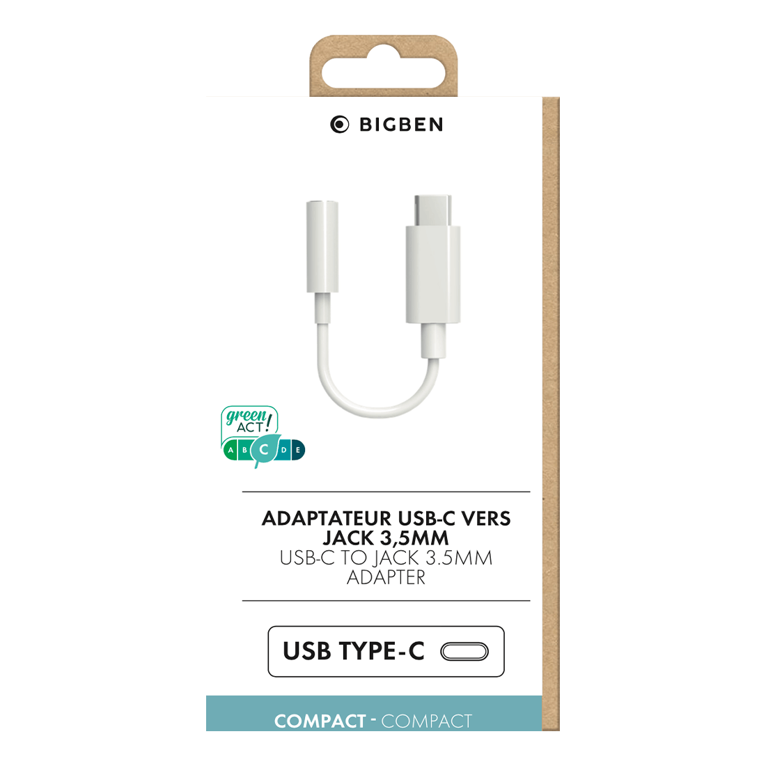 Adaptateur Micro USB vers USB C Blanc Bigben