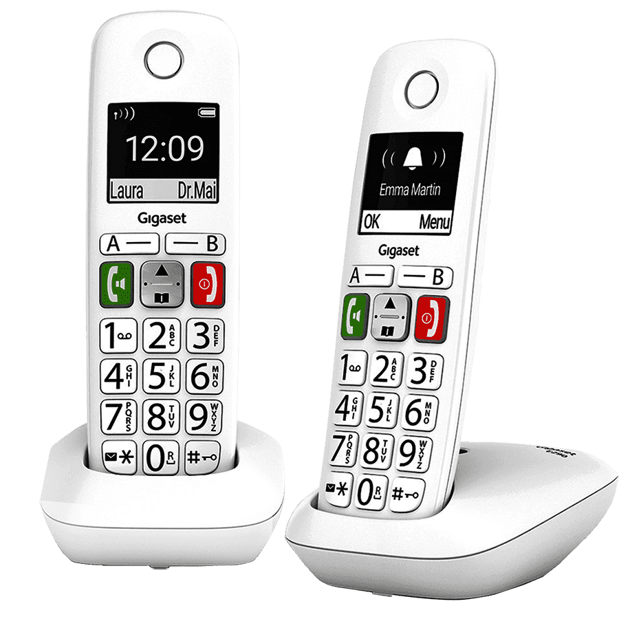 Telephone Fixe Sans Fil DECT Blanc Design Ecran Large Mains Libres Blocage  Appel