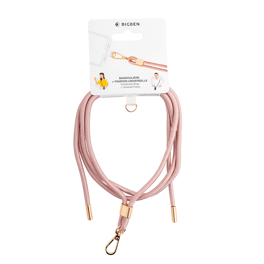 Photo du produit Bandoulière universelle amovible rose avec détail gold