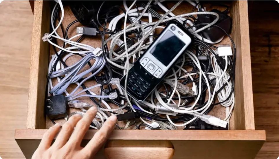 Téléphone inutilisé dans un tiroir