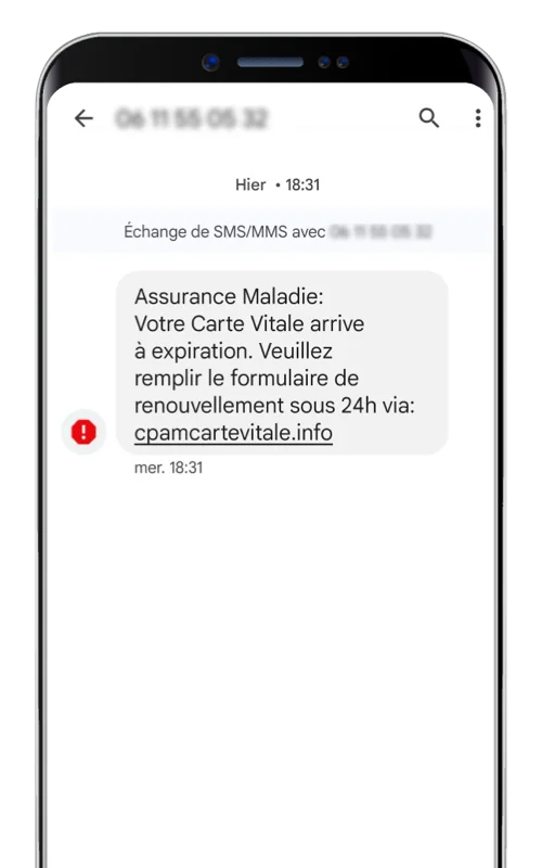 Renouvellement de la carte vitale affiché sur un smartphone