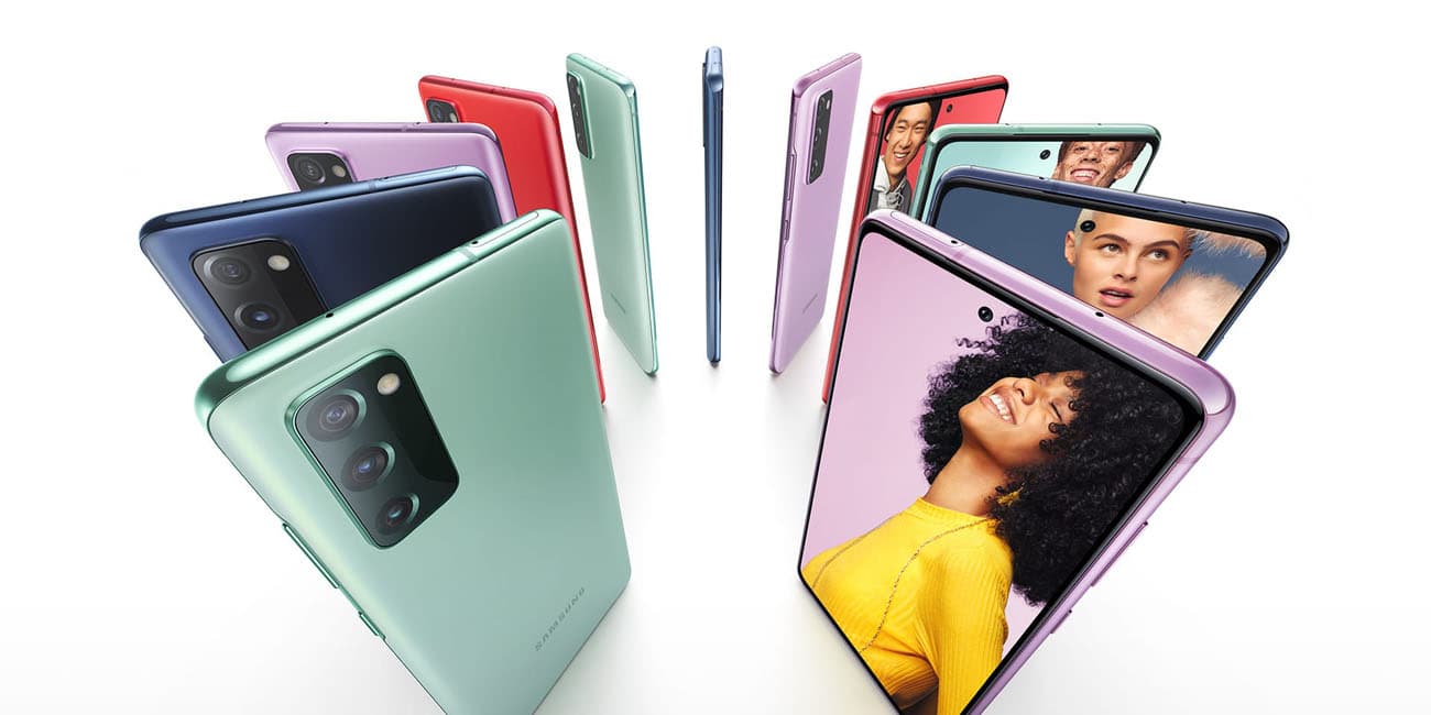 samsung galaxy s20 fe cercle rose bleu vert rouge farandole face dos