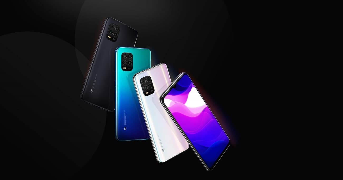xiaomi mi 10 lite noir bleu blanc dos face