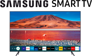 Visuel du logo et de la télé Samsung Smart TV