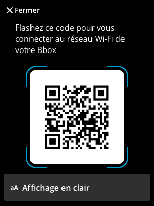 Interface QR Code Routeur WiFi 6  – Bouygues Telecom